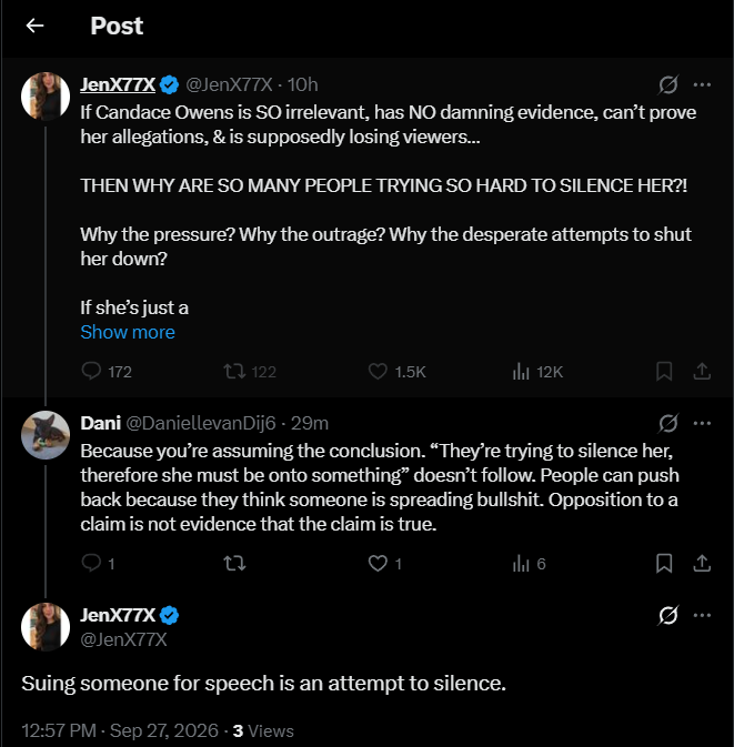 DaniellevanDij6's tweet photo. @paramounttactcl 
these people are hillarious 
when i go to respond to her follow up i cant cuz she blocked me .... lol talk about "attempt to silence" https://t.co/W8hA4MF1hQ