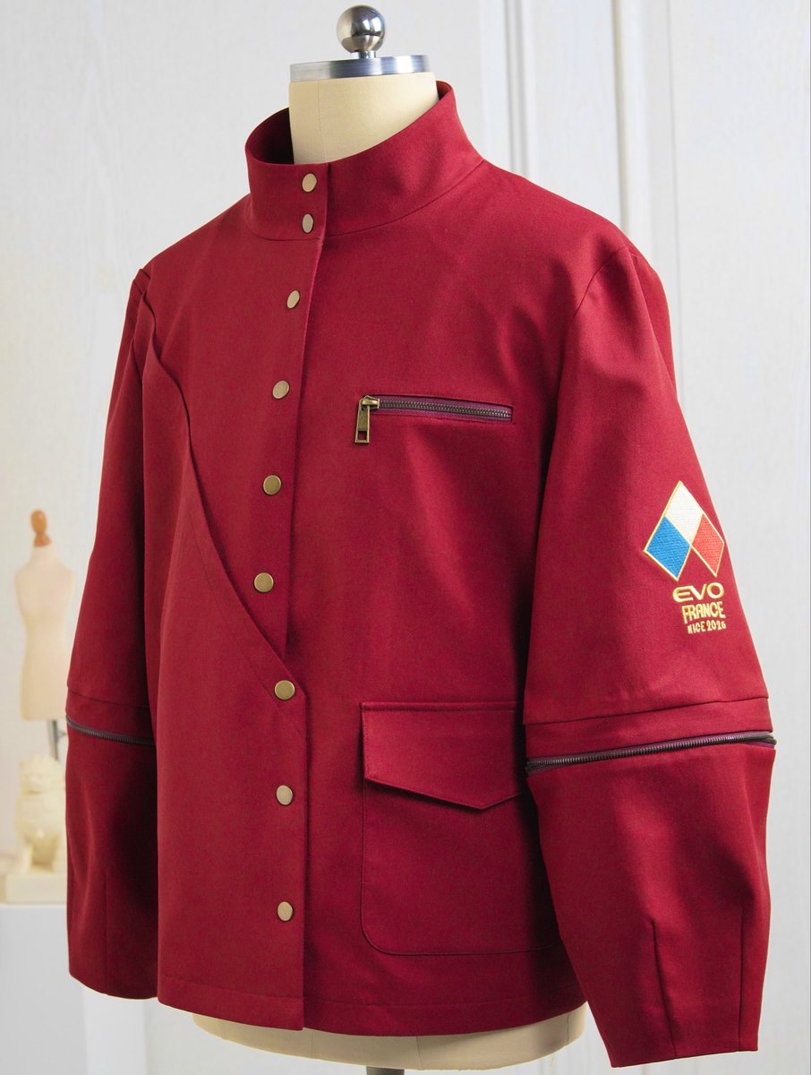 Sidnificus's tweet photo. Evo France 2026 Jacket

Inspired by #UFASHIONWEEK2, we are determined to make not only a piece of FGC collection but also a high fashion item that you can proudly wear at Paris Fashion Week.

This is our favorite design so far.

See y’all in the beautiful city of Nice~~ https://t.co/sARpy77VKw