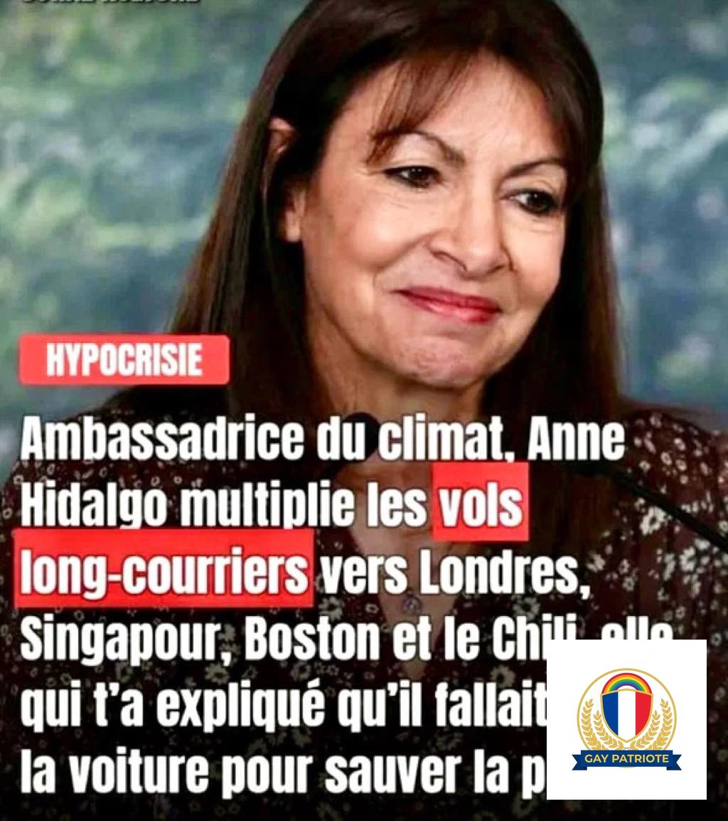 platiniumultra's tweet photo. Ambassadrice climat mais globe-trotteuse ✈️

Hidalgo enchaîne Londres, Singapour, Boston, Chili... celle qui vous a interdit la voiture pour "sauver la planète".

L'écologie punitive, c'est pour les autres.

#Hidalgo #Hypocrisie #Ecologie #GayPatriote https://t.co/HWH83jNrRk
