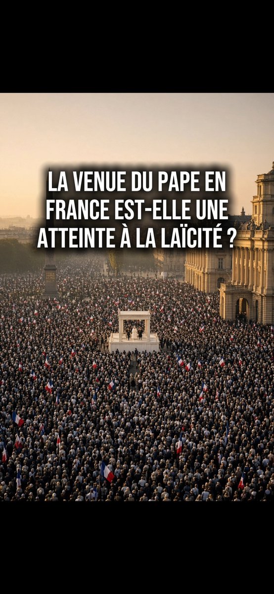 Fr_Travaille's tweet photo. La venue du pape en France est-elle une atteinte à la laïcité ?
Non. Évidemment non.

Le pape Léon XIV n’est pas un « curé importé ». C’est un chef d’État. Il est venu sur invitation du président de la République, des évêques de France et du directeur général de l’UNESCO.
La laïcité, ce n’est pas vider l’espace public de toute religion.
C’est la neutralité de l’État. Pas la disparition des croyants.

Rappel de la loi de 1905 :
Article 1 : la République garantit le libre exercice des cultes
Article 27 : les manifestations extérieures d’un culte sont autorisées

Une messe place de la Concorde, ce n’est pas l’État qui dit la messe. C’est un rassemblement public, comme un concert, une manif ou le Tour de France. L’État sécurise. Il ne communie pas.

D’ailleurs Macron n’a assisté à aucune messe. Formule gaullienne intacte : « La République ne communie pas. »
Et c’est le pape lui-même qui l’a dit à l’Élysée :
« Une juste laïcité ne consiste pas à exclure la religion de l’espace public. »
Jean-Paul II est venu. Benoît XVI est venu. La France n’est pas devenue un Vatican.

Ceux qui crient à l’« atteinte à la laïcité » dès qu’un million de gens prient à ciel ouvert, mais ferment les yeux ailleurs, ne défendent pas 1905. Ils défendent une laïcité à géométrie variable.

La laïcité n’a pas peur d’une messe.
Elle a peur de ceux qui la transforment en interdiction de croire en public.