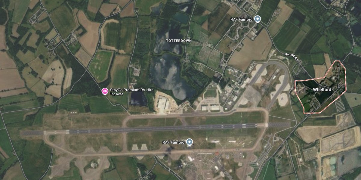 MarioNawfal's tweet photo. 🇬🇧 UK Police declare MAJOR INCIDENT right next to airbase used to launch attacks on Iran

They've evacuated properties in Whelford over suspected explosives and called in bomb disposal experts

This is how close Whelford is to the base's runways

Insane!!

Source: BBC / Writer: Ian