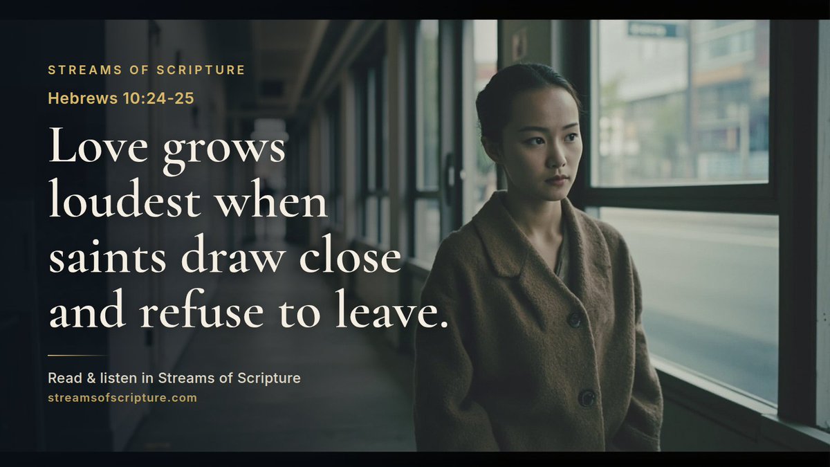 StreamScripture's tweet photo. What does Hebrews 10:25 mean by 'not forsaking the assembling together'? The Greek word episynagoge refers to a deliberate gathering of believers, and the warning suggests some early Christians had begun drifting away…

Read &amp; listen link below ↓

#Hebrews10 #Gathering https://t.co/PKKuqB4IlR