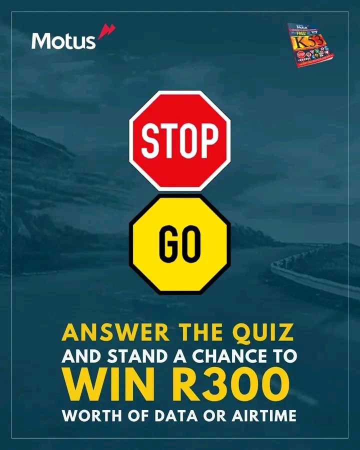 SafewaysK53's tweet photo. 2 days left

Answer ,Retweet &amp; Like

WIN R300 Airtime 

When you see this sign ahead you must:

a) Slow down and keep moving if it is safe
b) Try to get past as quickly as possible
c) Get out of your vehicle and direct traffic
d) Be on the lookout for stop/go traffic controllers https://t.co/ykgE4phnXt