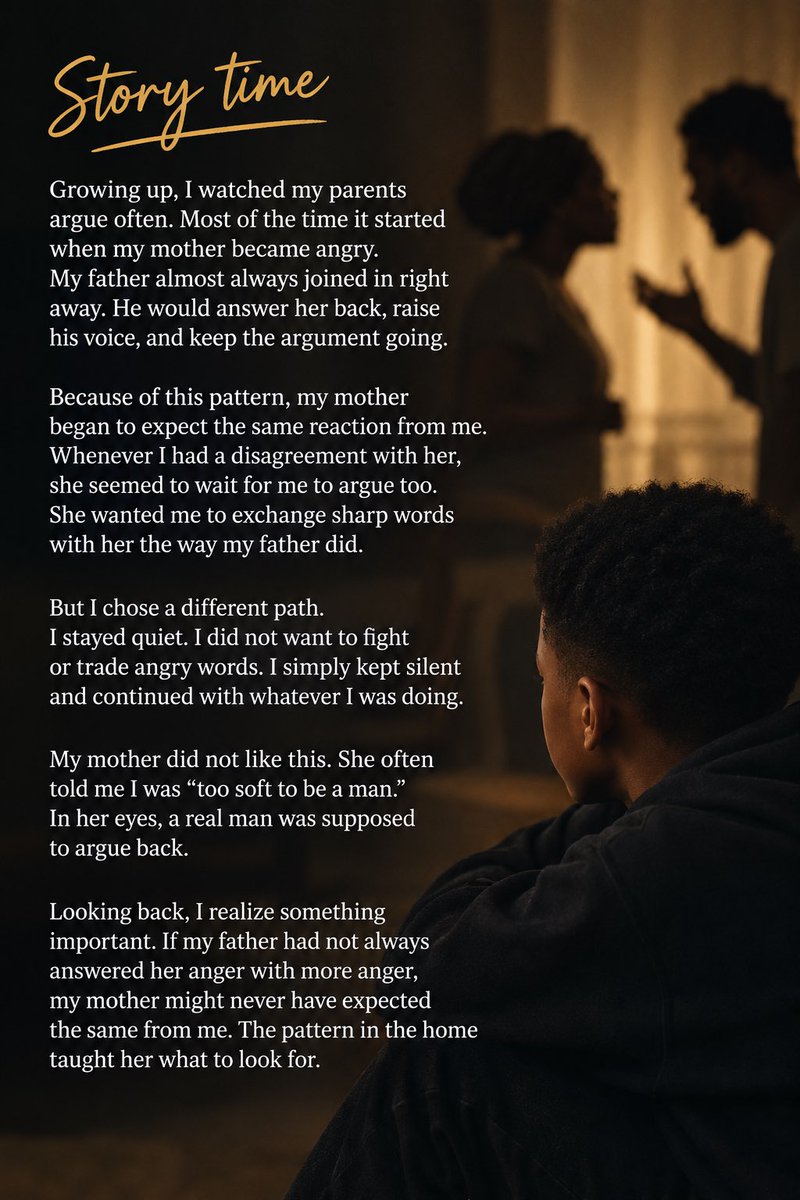 Biigsweett's tweet photo. Real strength isn’t always about winning the argument. Sometimes, it’s knowing when to choose peace.
A story every young man should read… But as a man, don’t tell anyone your deepest secrets, including your wife 👀
#RealStrength #FamilyLessons #YoungMen #ChoosePeace #Manhood https://t.co/zh482z7z7y