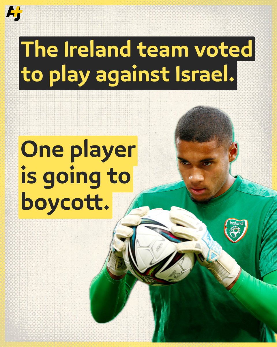 ajplus's tweet photo. Ireland goalkeeper Gavin Bazunu is refusing to play against Israel.

The footballer stood down, as the team voted to go ahead with the game. https://t.co/i5csHJS5EG
