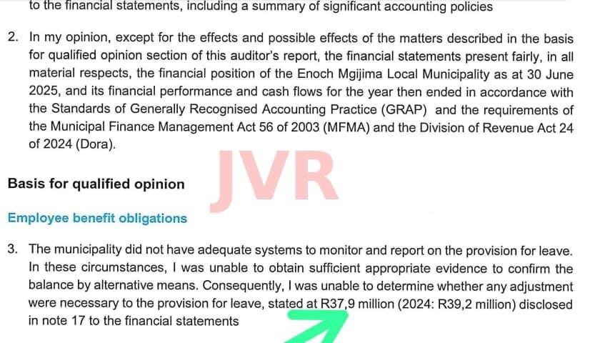 LadyAbahambe's tweet photo. 🚨R37.9M GHOST LEAVE: Former Enoch Mgijima Accounting Officer Appointed to Chris Hani District Weeks After Auditor-General South Africa Flags No Leave System

Komani then asks, who accounts for the R37.9 Million unverified leave?

Chris Hani District Municipality council has resolved to appoint former Enoch Mgijima accounting officer Ayakha Veronica Ntengenyane as Director of Health and Community Services from 1 October 2026.

The appointment comes months after the Auditor-General flagged Enoch Mgijima Local Municipality for having no system to monitor leave, leaving R37.9M employee leave liability that could not be verified.

Why Accounting Officer matters: Under MFMA Sec 62, the Accounting Officer is the head of administration - must ensure effective, efficient internal controls and that AFS fairly present financial position. Leave is financial liability. No leave system = failure of controls under AO. Auditor-General finding goes straight to AO's desk, not junior clerk.

Ntengenyane served as Accounting Officer's during period covered by Auditor-General findings. The MM resigned suddenly on 28 February 2026.

Questions Komani is asking:
1. Who will account for the R37.9M Ghost Leave now that leadership has moved?
2. If AO moves to District, who now signs off on correcting R37.9M Ghost Leave at Local?
3. Has Enoch Mgijima instituted a leave management system as recommended by AG?

This is not about a person, it's about a R37.9 Million Leave system.
By:#JanVanRiebeek