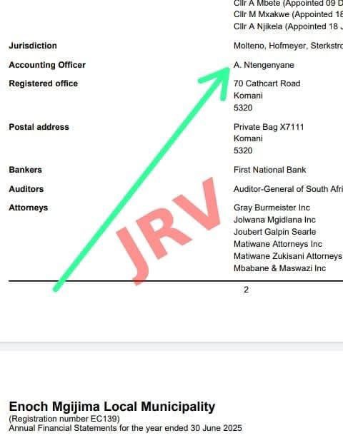 LadyAbahambe's tweet photo. 🚨R37.9M GHOST LEAVE: Former Enoch Mgijima Accounting Officer Appointed to Chris Hani District Weeks After Auditor-General South Africa Flags No Leave System

Komani then asks, who accounts for the R37.9 Million unverified leave?

Chris Hani District Municipality council has resolved to appoint former Enoch Mgijima accounting officer Ayakha Veronica Ntengenyane as Director of Health and Community Services from 1 October 2026.

The appointment comes months after the Auditor-General flagged Enoch Mgijima Local Municipality for having no system to monitor leave, leaving R37.9M employee leave liability that could not be verified.

Why Accounting Officer matters: Under MFMA Sec 62, the Accounting Officer is the head of administration - must ensure effective, efficient internal controls and that AFS fairly present financial position. Leave is financial liability. No leave system = failure of controls under AO. Auditor-General finding goes straight to AO's desk, not junior clerk.

Ntengenyane served as Accounting Officer's during period covered by Auditor-General findings. The MM resigned suddenly on 28 February 2026.

Questions Komani is asking:
1. Who will account for the R37.9M Ghost Leave now that leadership has moved?
2. If AO moves to District, who now signs off on correcting R37.9M Ghost Leave at Local?
3. Has Enoch Mgijima instituted a leave management system as recommended by AG?

This is not about a person, it's about a R37.9 Million Leave system.
By:#JanVanRiebeek