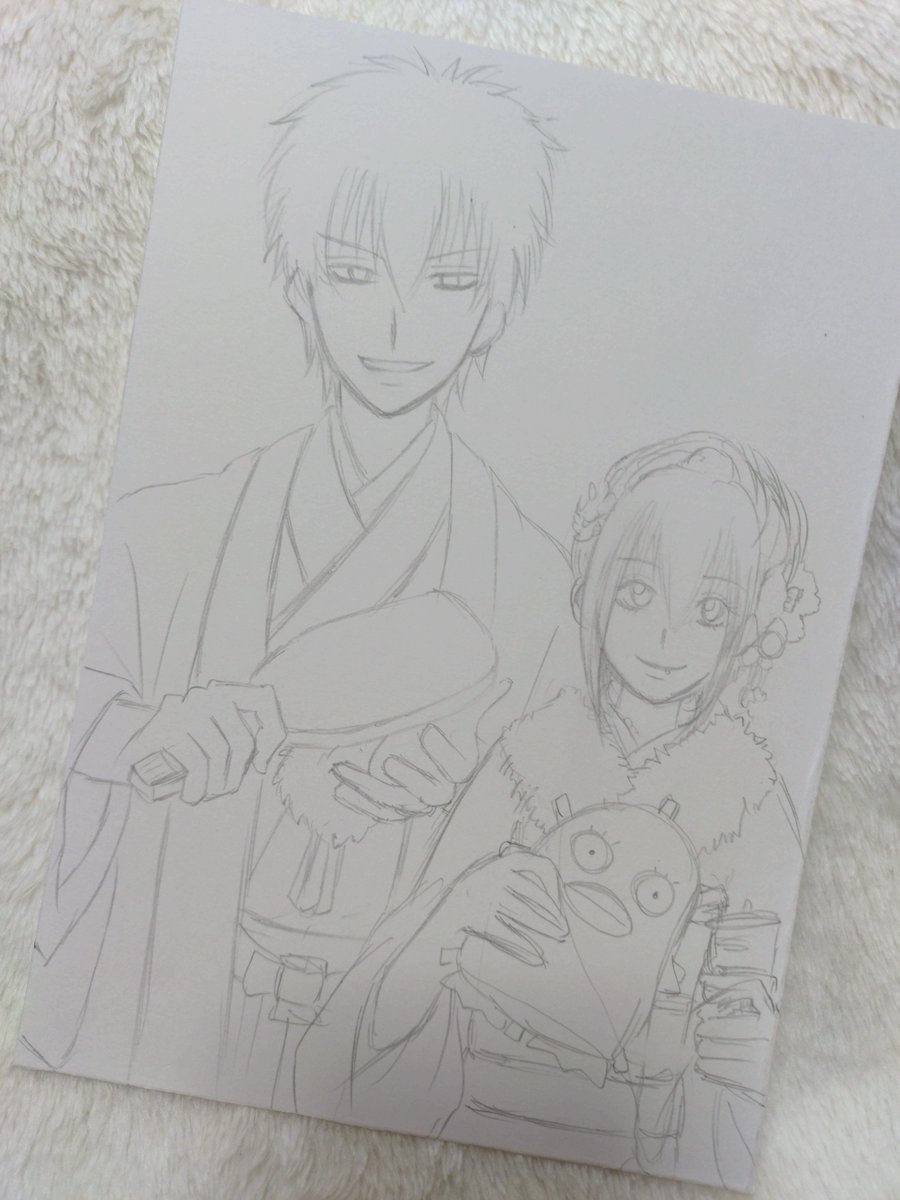 yuki_koeda's tweet photo. #銀魂 #夢小説 − #雪月花 − 表紙 #イラスト ٩(๑òωó๑)۶
ヒロイン #市村葵咲 と #土方十四郎 ！
次話の表紙絵！お正月の話なので袴と振袖😊
羽子板と凧を持っています🙌
10月の三連休更新予定☺️
小説掲載は #pixiv にて

#小説
#ドリショ
#下描き
#イラスト好きな人と繋がりたい
#アナログイラスト https://t.co/f6KTsnCtBg