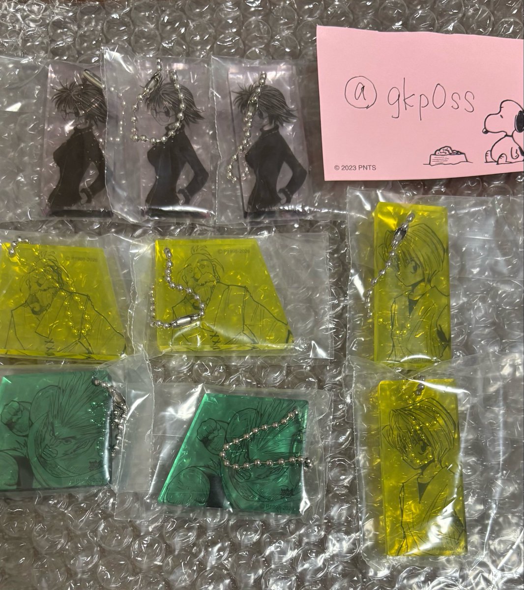 gkp0ss's tweet photo. 交換譲度　HUNTER×HUNTER 神保町　ジャンショ　ガチャ　ジャンプショップ　カプセルトイ　ハンターハンター　

譲:⭐︎クラピカ2 シズク3 ネテロ2 ウボォーギン2
求:イルミ

まとめての方優先
無印は定価譲度・複数提供可
郵送交換>>梅田手渡し（土曜のみ） https://t.co/1ld78jiWnS