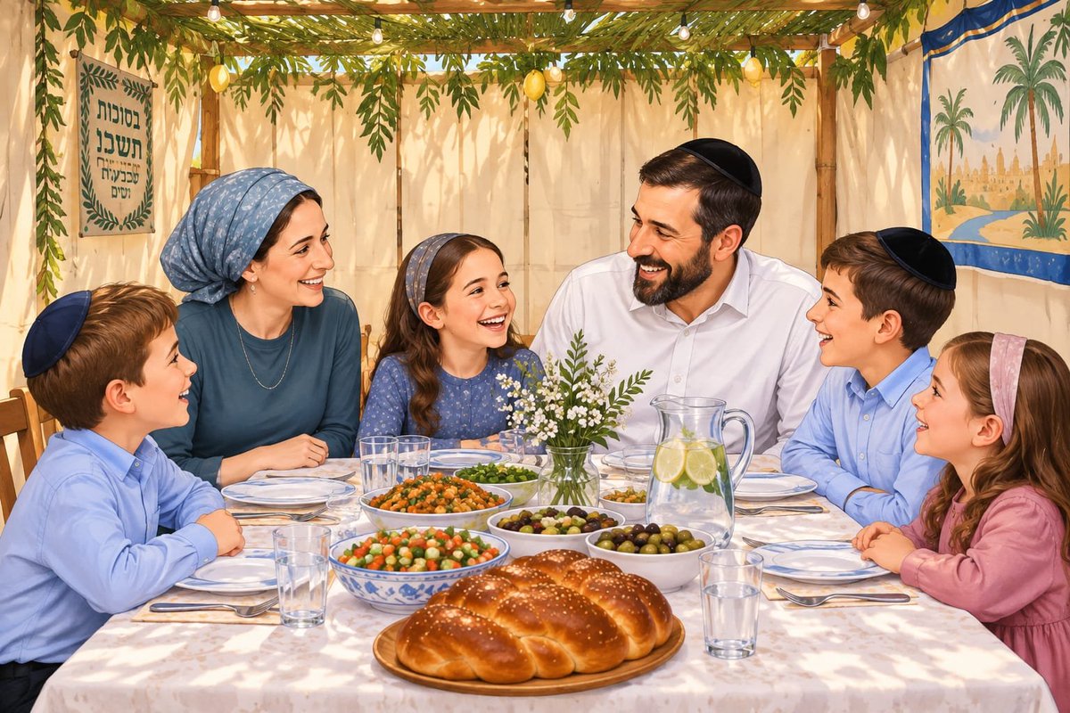 Raphaeldror's tweet photo. This week, Jews celebrate the festival of Sukkot, a time that highlights the transient nature of life—symbolized by stepping out into the open and taking shelter in a structure of thatch.

 It serves as a testament to and a remembrance of the protection provided by the Clouds of Glory, which God ordained to shield the Children of Israel in the wilderness.

 During the seven days of the festival—in the era when the Temple stood—bulls representing the nations of the world were offered, and prayers were recited for the peace of those kingdoms. 

During these festive days, we pray for the independence of nations and cherish the identities of indigenous peoples and their faiths; each person by his camp and each by his standard.

 In the coming year, may the God of Heaven bestow His blessing upon the kingdoms of light and show compassion for the pure souls of their indigenous inhabitants.