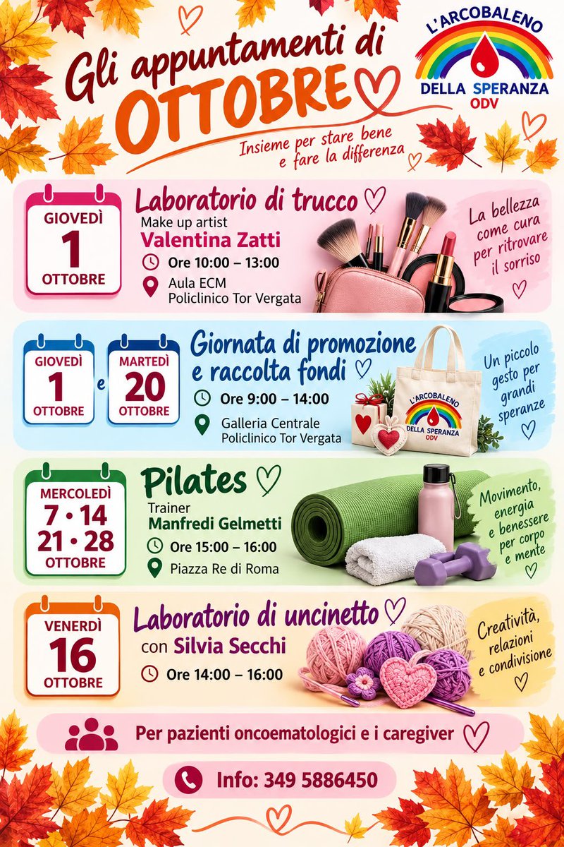 arcobaleno_l's tweet photo. Un nuovo mese ricco di appuntamenti, attività, sorrisi e momenti da vivere insieme! ❤️
Perché insieme possiamo trasformare anche una giornata difficile in un momento di condivisione, leggerezza e speranza. 🌈❤️
Vi aspettiamo!
L’Arcobaleno della Speranza ODV https://t.co/ImRxRgXbpr