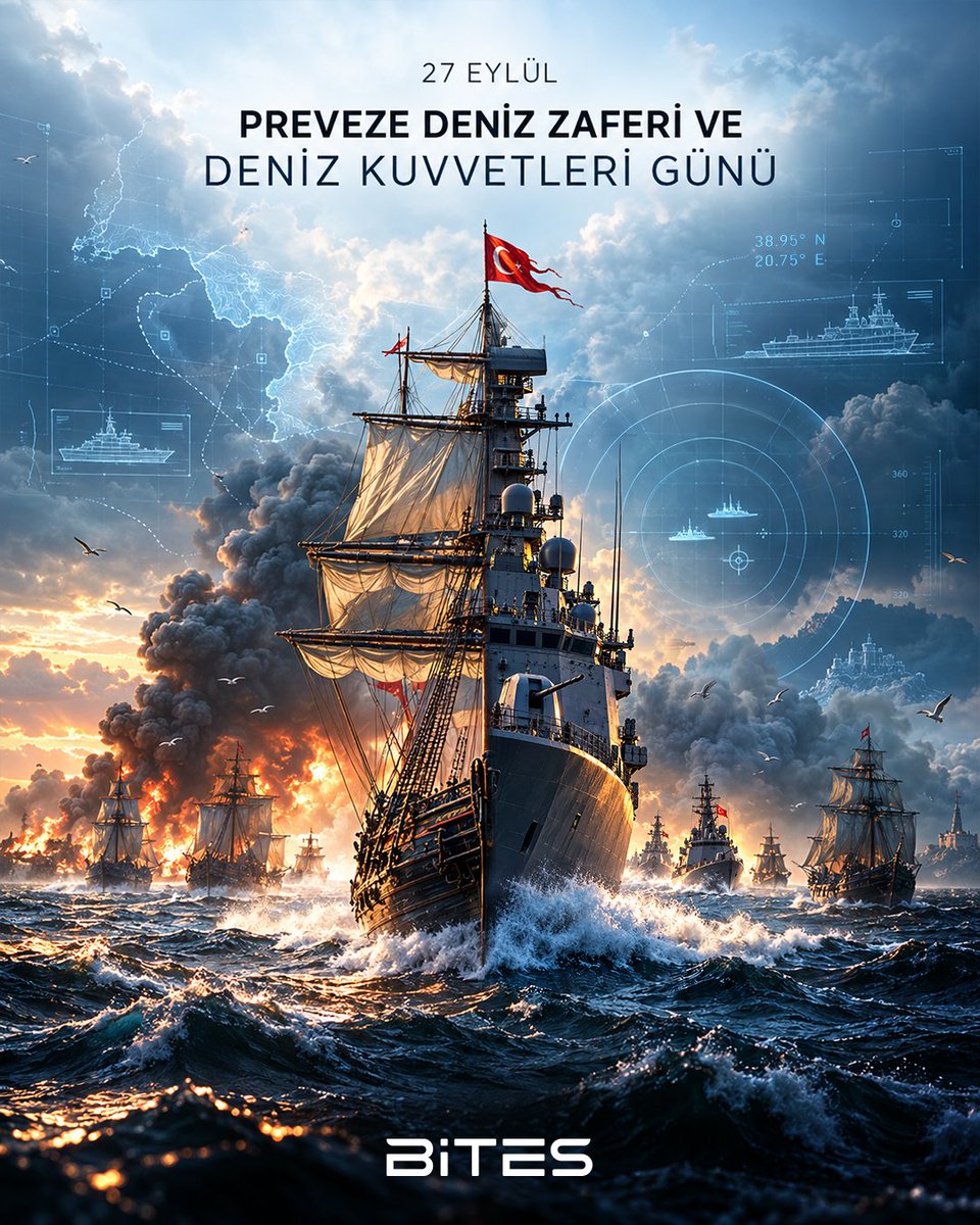 BitesSavunma's tweet photo. Denizlerde yazılan büyük bir zaferden, geleceğe uzanan köklü bir mirasa…

Preveze’de 488 yıl önce kazanılan tarihi zafer; stratejinin, cesaretin ve denizcilik kudretinin tarihe bıraktığı en güçlü izlerden biri olmaya devam ediyor.

Preveze Deniz Zaferi’nin 488. yıl dönümünde, başta Kaptanıderya Barbaros Hayrettin Paşa olmak üzere denizcilik tarihimize yön veren kahramanlarımızı, aziz şehitlerimizi ve ebediyete irtihal eden gazilerimizi rahmet, minnet ve saygıyla anıyoruz.

27 Eylül Preveze Deniz Zaferi ve Deniz Kuvvetleri Günü kutlu olsun.

--

From a great victory written across the seas to an enduring legacy reaching into the future…

The historic victory achieved at Preveza 488 years ago remains one of the most powerful symbols of strategic vision, courage, and maritime strength in our history.

On the 488th anniversary of the Preveza Naval Victory, we commemorate with respect, gratitude, and mercy Kaptan-ı Derya Barbaros Hayreddin Pasha, all the heroes who shaped our maritime history, our fallen martyrs, and our veterans who have passed away.

Happy September 27, Preveza Naval Victory and Turkish Naval Forces Day.

#BİTES #PrevezeDenizZaferi #DenizKuvvetleriGünü