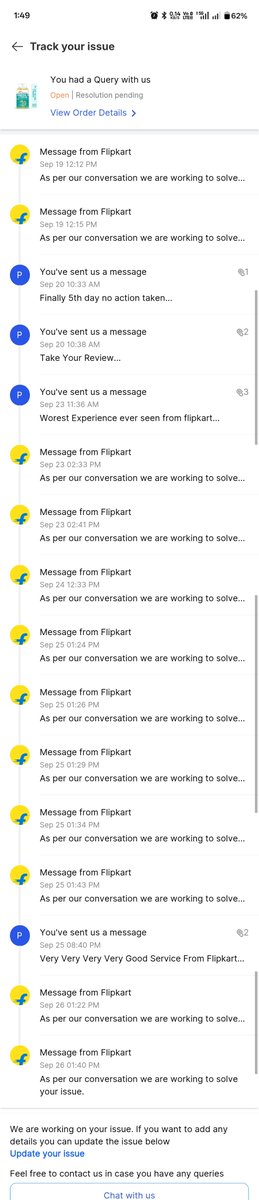 pintukumar2610's tweet photo. #socialMediaMarketing
#ECommerce 
#Flipkart
#Fraud
#FraudByFlipkart 

अभी तक कोई प्रोग्रेस नहीं हुआ है और ना ही प्रोडक्ट डिलीवर हुआ है और न किसी सीनियर ने कोई एक्शन लिया है। https://t.co/gGf0sYyyHw
