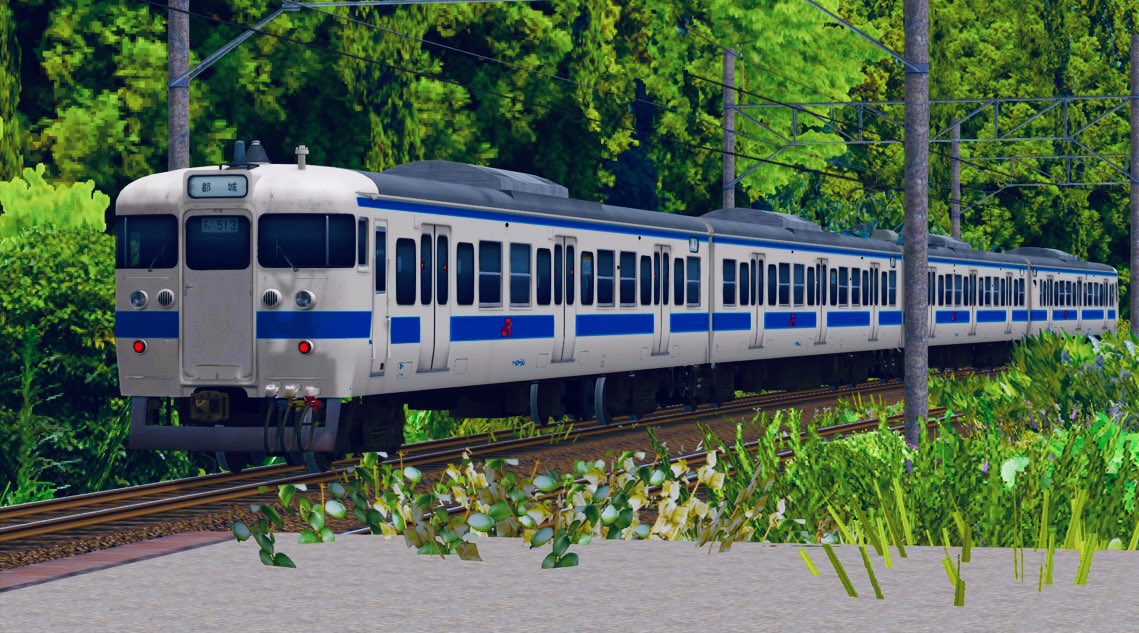N_Railsim's tweet photo. モチベ0の中やりました
竜ヶ水駅風 part1
415系 Fk513編成 都城行き
 #NのSS後悔所 #Railsim #415系 https://t.co/qE2W08yf2V