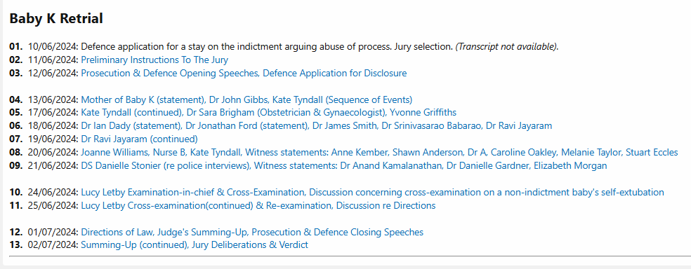 JabesAllowed's tweet photo. 🚨Special announcement no. 2!

The Baby K retrial transcripts are now available on the Lucy Letby Innocence website!

Please re-post.

From the transcripts page at:
https://t.co/yVphgKcvxS
#LucyLetby https://t.co/j9KTwojWlg