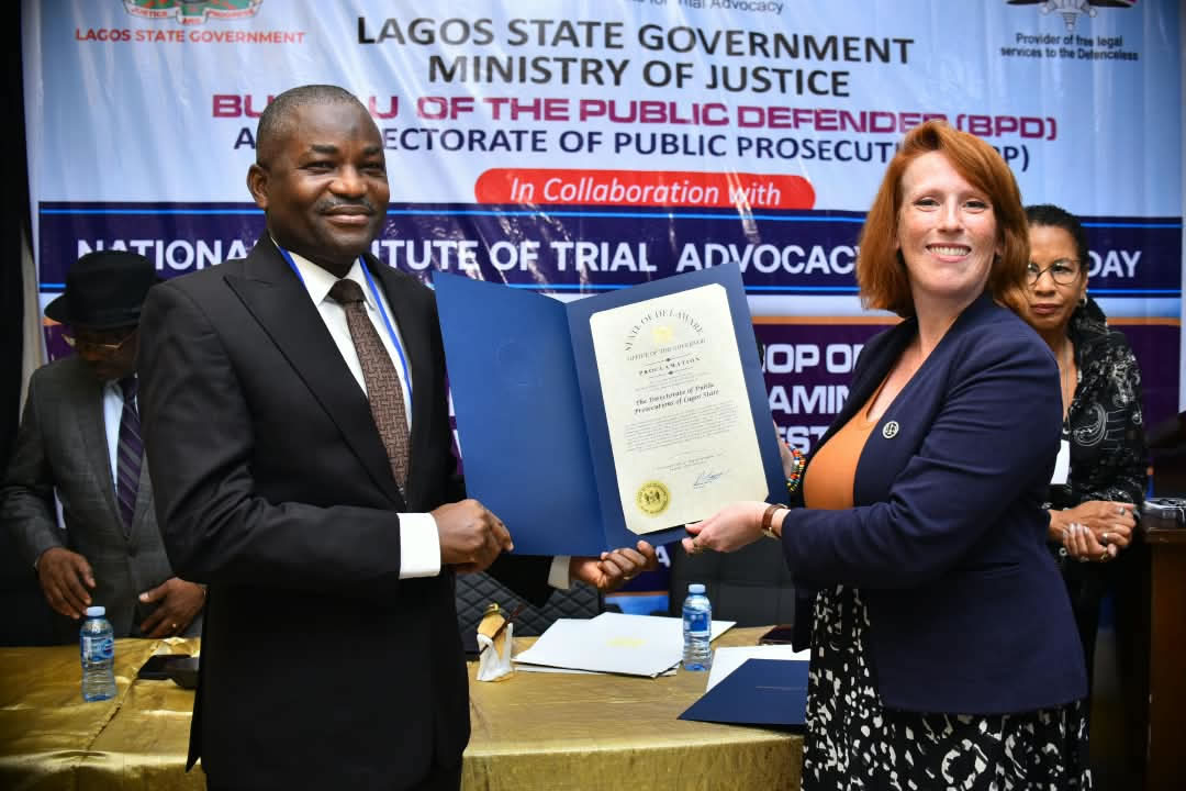 LagosMoj's tweet photo. The Directorate of Public Prosecutions, Lagos State has been honored with an official proclamation from Governor Matt Meyer of the State of Delaware, USA, recognizing its enduring commitment to justice, public safety, integrity, and the rule of law. https://t.co/6RIKwyhb1M