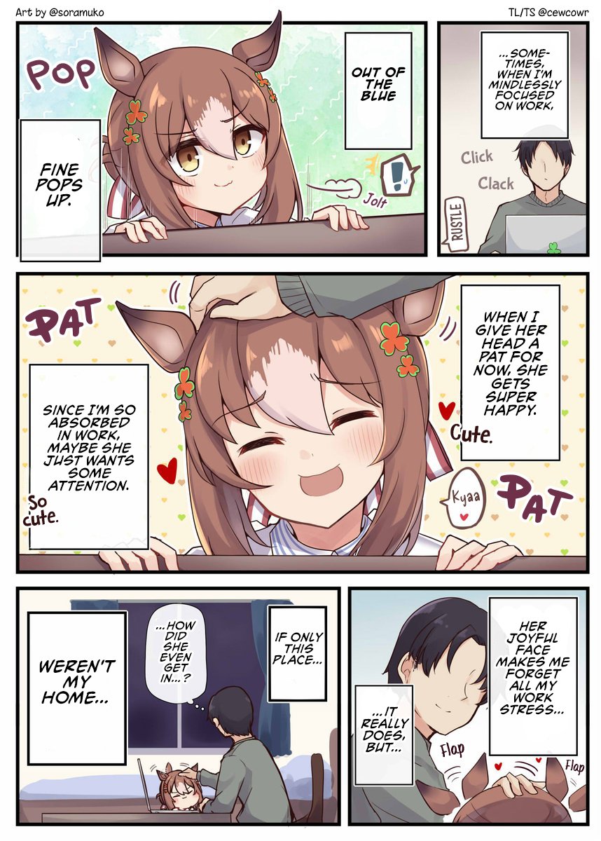 cewcowr's tweet photo. TL EN 
Fine Motion Pop Out From Out of Nowhere. 
art by @soramuko 
#umamusume https://t.co/lTAMoo4ZIu