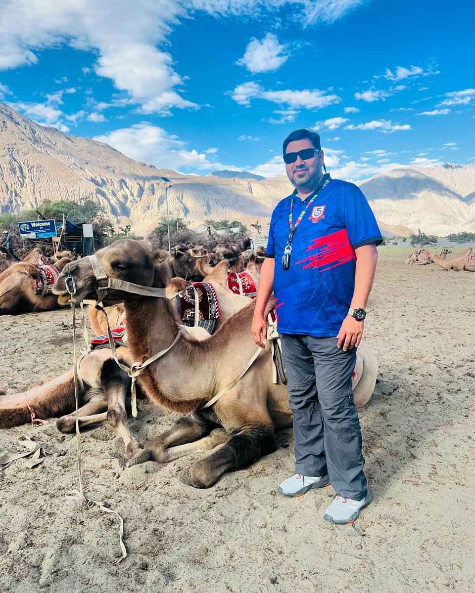 Anki_an7's tweet photo. After returning to Nubra Valley, spend the evening at Hunder Sand Dunes riding the famous double-humped Bactrian camels or trying ATV rides. A must-do when visiting Nubra Valley. https://t.co/gU5VkNT9CI