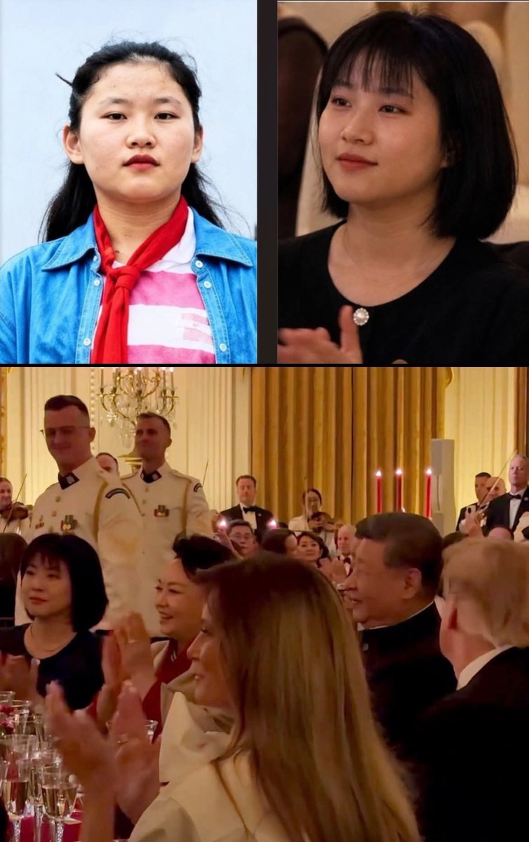 satireorcry1's tweet photo. 实锤！
这就是习明泽！

没想到她以翻译的身份参加的白宫晚宴，习明泽的身份就是国家机密。 https://t.co/T74SYeBem2