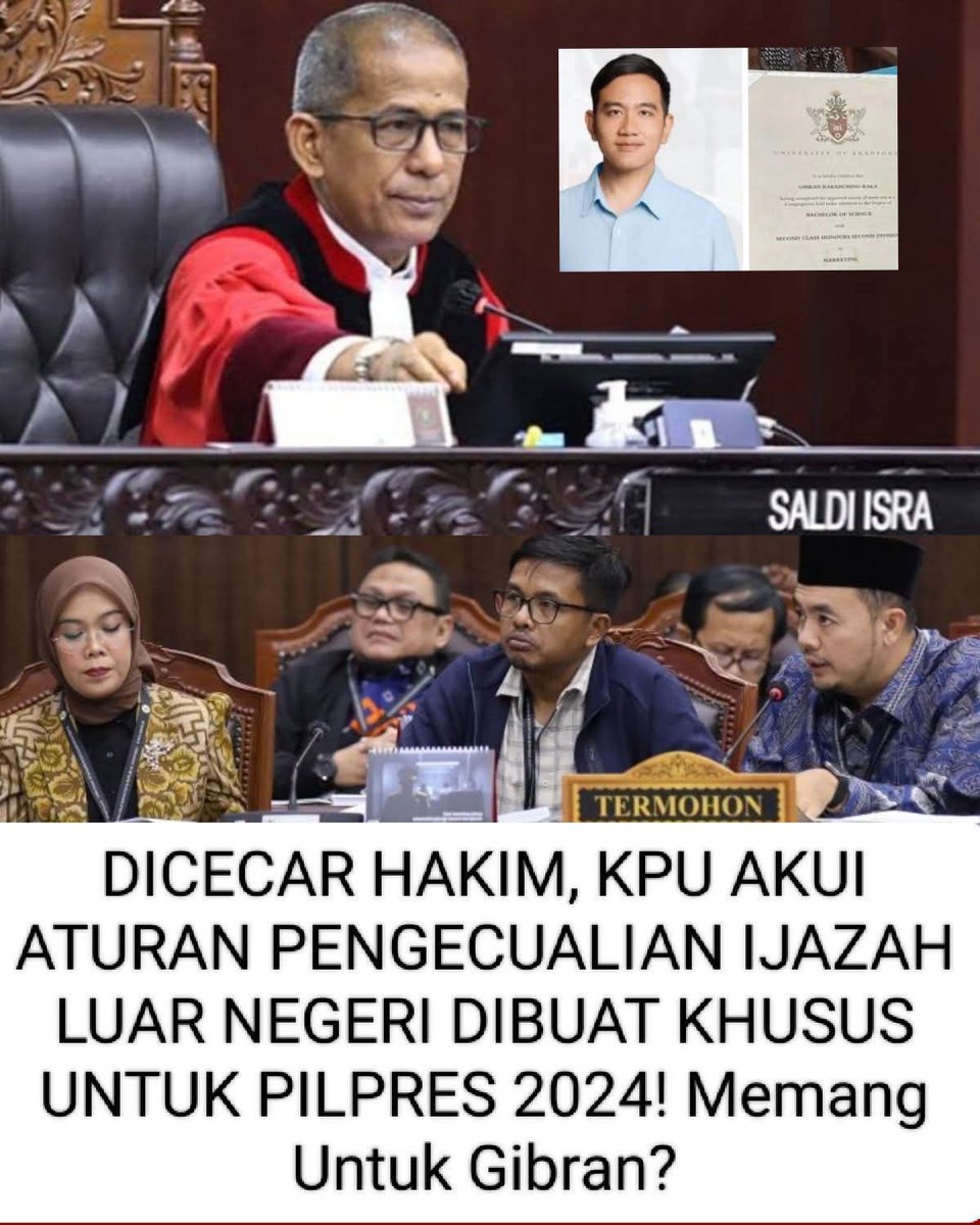 PngAdilnR4kyt's tweet photo. MEMILUKAN SEKALIGUS MEMALUKAN...

KPU AKUI ATURAN PENGECUALIAN IJAZAH LUAR NEGERI DIBUAT KHUSUS UNTUK PILPRES 2024, MEMANG UNTUK GIBRAN...‼️

#GibranHasilKonspirasiJahat
#GibranHasilKonspirasiJahat
🆘🆗 https://t.co/O03WmT8Ajc