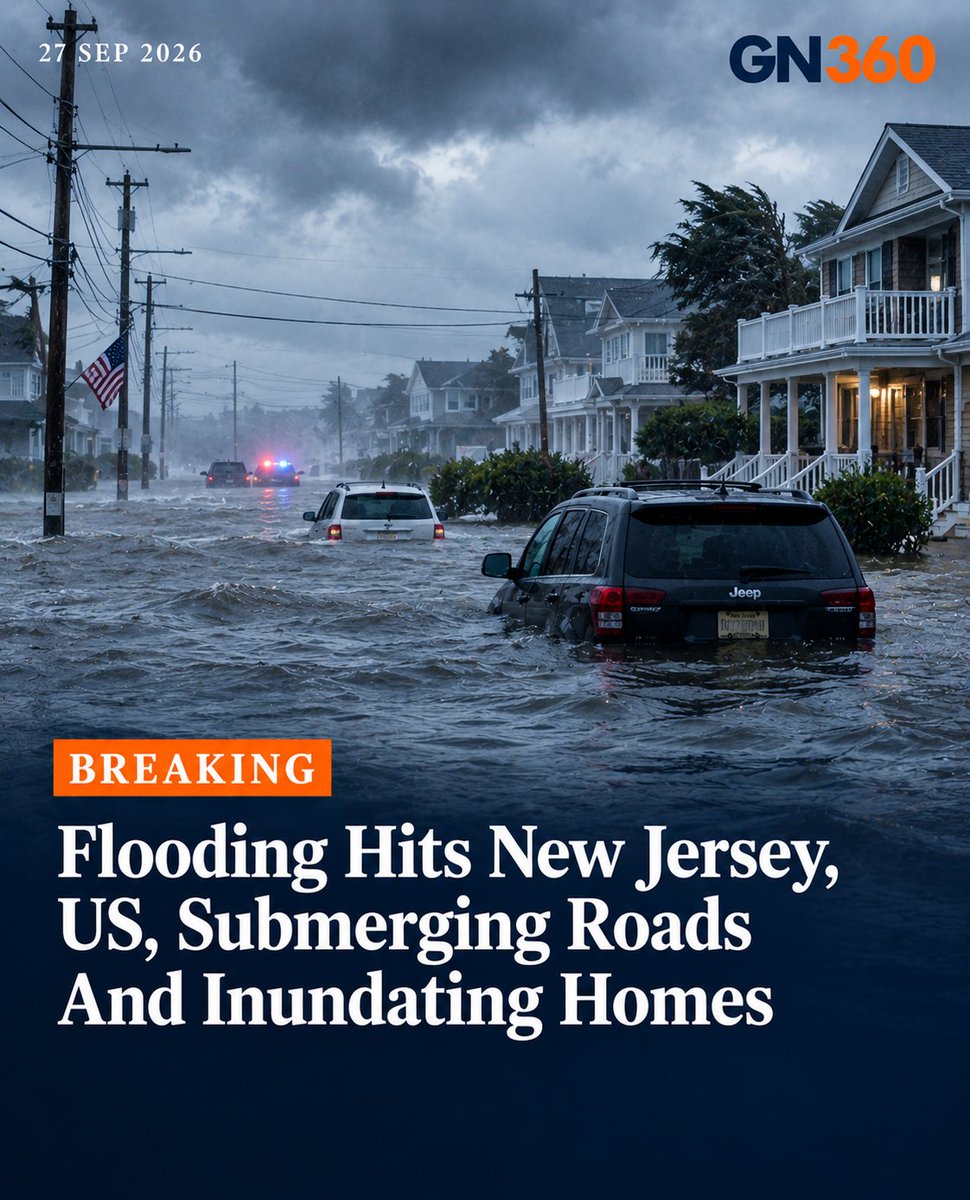 geopoliticsnow_'s tweet photo. BREAKING: Flooding Hits New Jersey As Nor’easter Submerges Roads And Homes

A powerful nor’easter brought heavy rain, strong winds and coastal flooding to New Jersey on September 26, with roads submerged and water entering homes in several coastal communities.

In Surf City, floodwaters covered streets and inundated some homes, while Manasquan also reported significant flooding. Sea Bright officials warned that some streets could see several feet of water during high tide.

Emergency crews responded to flooding incidents across the state, including the rescue of a woman and her dog from a vehicle trapped in floodwater in Sea Bright.

The storm also caused widespread power outages across the Northeast and disrupted hundreds of flights. Authorities warned that additional coastal flooding could occur as further high tide cycles move through the region.

Explore more at : https://t.co/bDOofTAqi1

Stay Updated follow us on,

X: @geopoliticsnow_

Instagram: @geopoliticsnow360

#GN360 #NewJersey #Flooding #Noreaster #USA #ExtremeWeather #Storm #NewJerseyFloods #WeatherNews #BreakingNews #Geopolitics