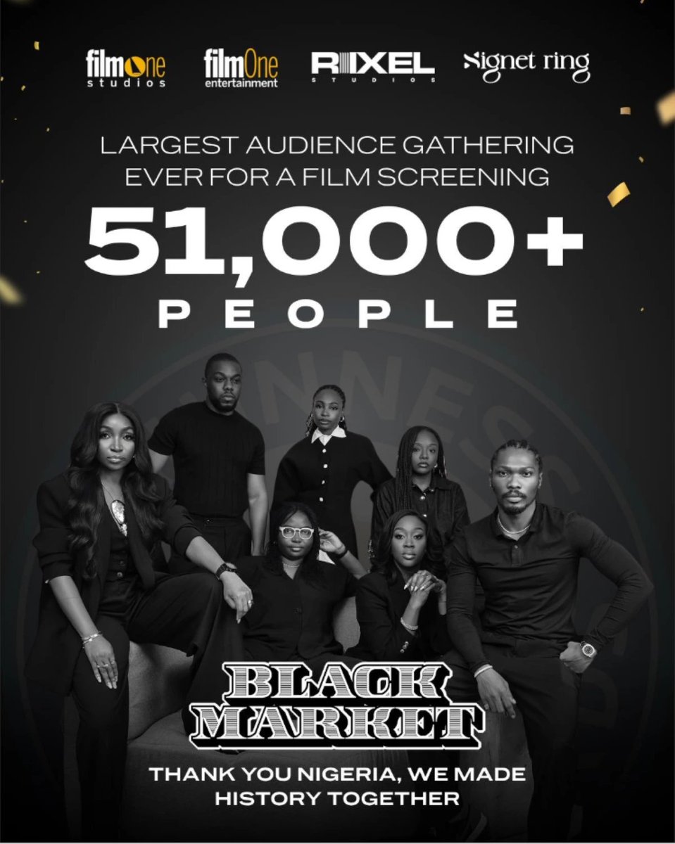 Nairametrics's tweet photo. Guiness World Record: Nollywood film ‘Black Market’ debuts with 51,000 viewers in Lagos https://t.co/aYwNzLTfDT