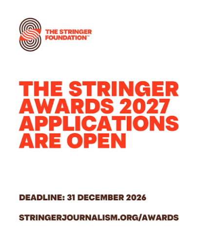 gijnAfrica's tweet photo. NEW: Applications are open for the 2027 Stringer Awards from @stringerjournos.

The awards support journalists and creative practitioners who use public media to expose abuses of power and injustice.

💰 Grants: $9,000–$100,000.

📅 Apply by December 31. https://t.co/z1dqLlC2cr https://t.co/CvattEzdh1