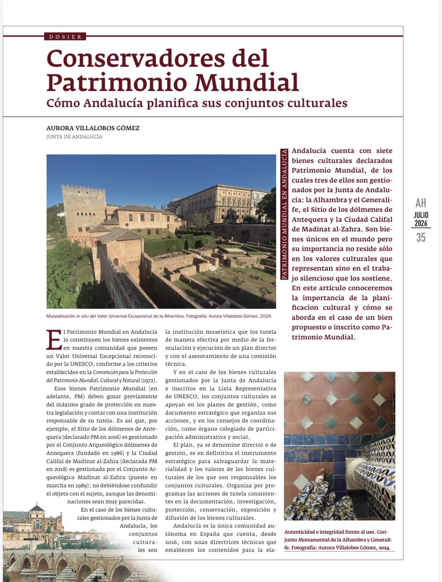 arq_avillalobos's tweet photo. ‘Conservadores del #PatrimonioMundial. Cómo Andalucia #planifica sus conjuntos culturales’

Mi colaboración científica en el nuevo número de la revista Andalucía en la Historia de @CEAndaluces

📖 https://t.co/lEEpljwEUk https://t.co/AQSz32d9zc