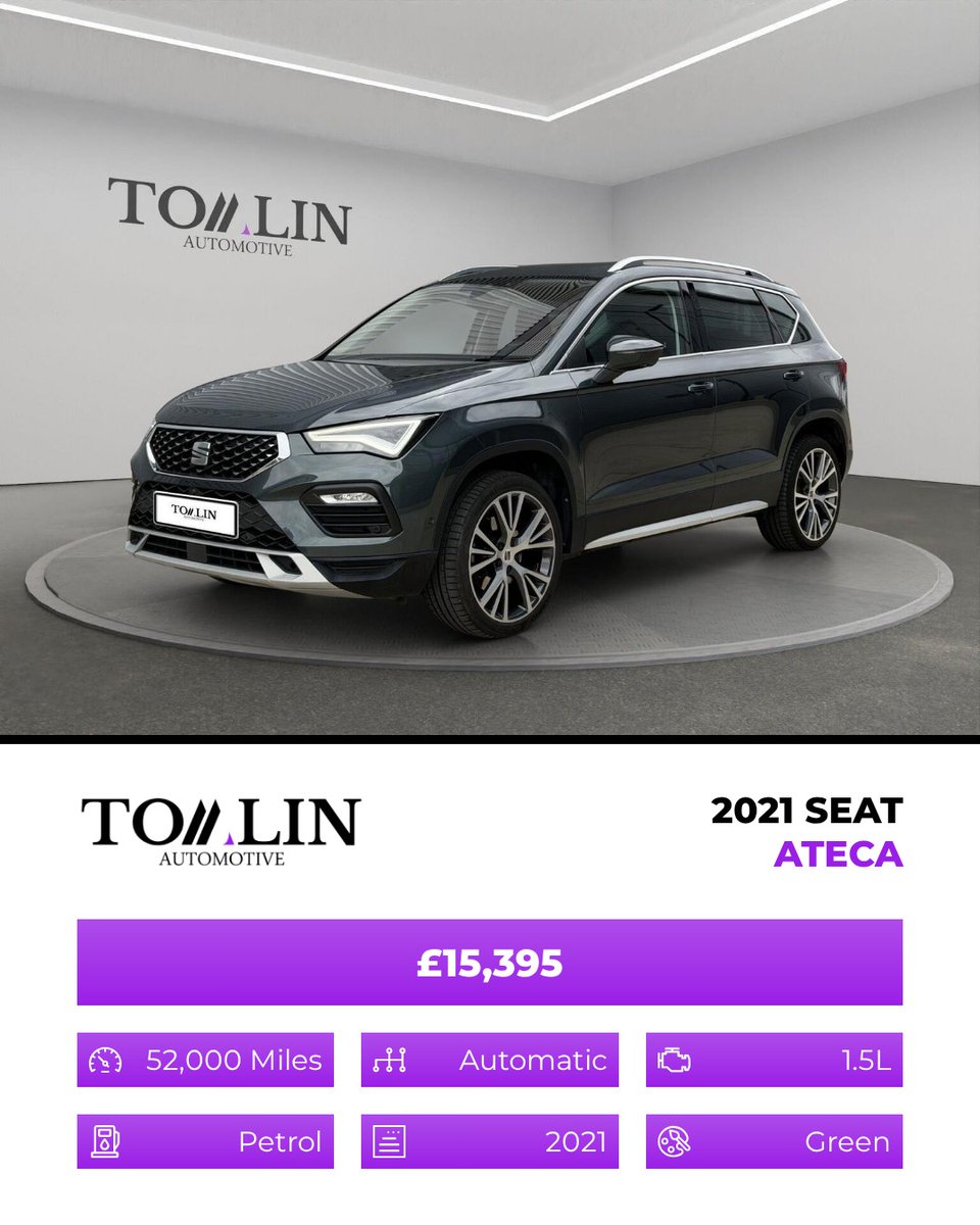 MatiasMoya5's tweet photo. 2021 SEAT ATECA 1. 5 TSI EVO XPERIENCE Lux DSG - £15, 395. 1. 5L petrol, automatic, 52, 000 miles. Buy with confidence—read our 5-star reviews. Finance, warranty, and part exchange available. Call 01280 733456. https://t.co/FLWpuVltHs