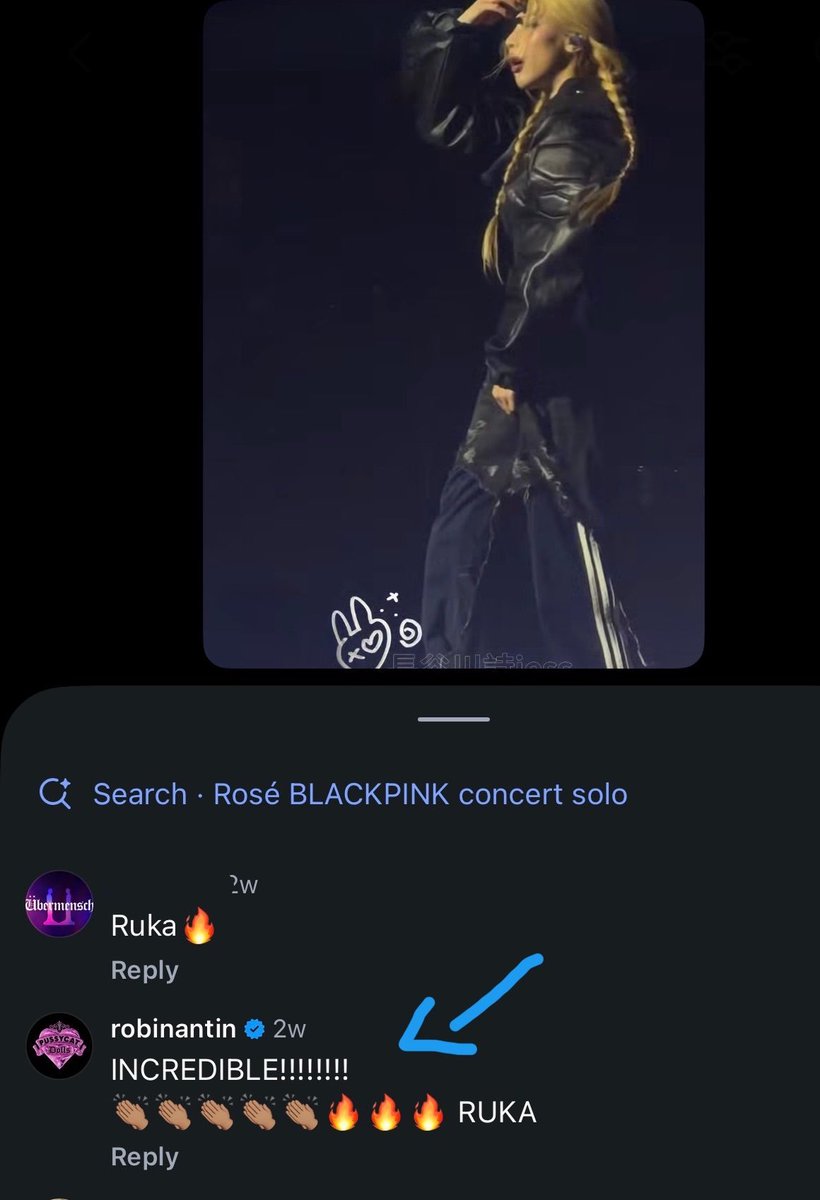 rukapopbase's tweet photo. ROBIN ANTIN a prominent American dancer, choreographer, director, and the creator of the pop girl group and global brand The Pussycat Dolls, supporting and praise BABYMONSTER's RUKA solo stage in the new video by commenting

"INCREDIBLE!!!!!!!!! 🔥🔥🔥🔥🔥🔥 RUKA" 

#RUKA #루카 https://t.co/6s21qQLADs