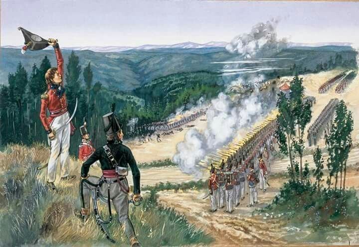 mcribbHistory's tweet photo. Fought #OnThisDay 27 Sept 1810 the Battle of Buçaco (Bussaco).

Wellington's Anglo-Portuguese army held an indomitable position against Massena's larger army (including Ney).

Through savage fighting, attacking columns were pushed back time &amp; again. https://t.co/XZkhVLs9lv