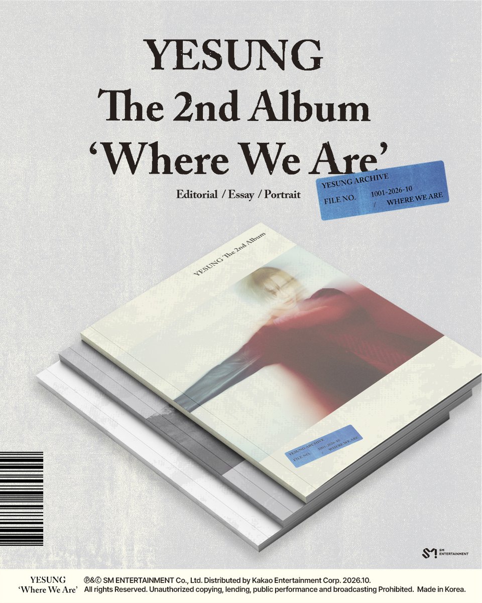 YESUNG_smtown's tweet photo. Album Details (Photobook Ver.)

YESUNG 예성 The 2nd Album 【Where We Are】
➫ 2026.10.06 6PM (KST)

💿Pre-order
https://t.co/qnKzX87rOr 

#예성 #YESUNG
#슈퍼주니어 #SUPERJUNIOR
#WhereWeAre https://t.co/XZ3UDp1nF0