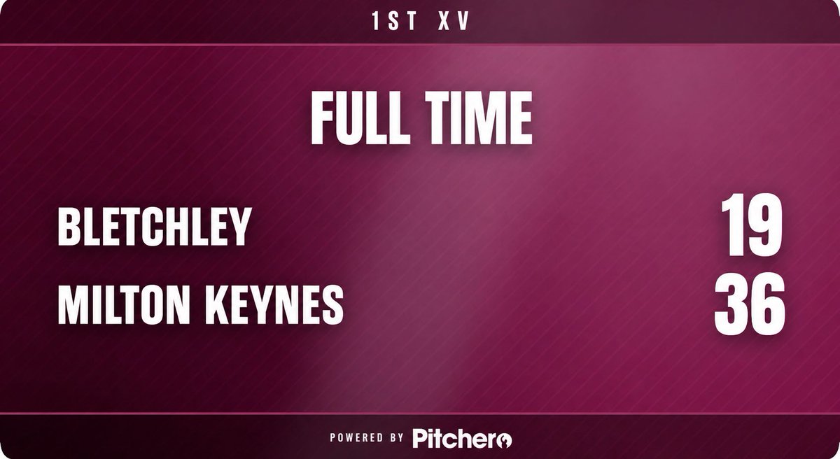 BletchleyRUFC's tweet photo. FULL TIME: Bletchley 19 - 36 Milton Keynes
#BLEvsMKS #Pitchero https://t.co/kwtKHH1JOW