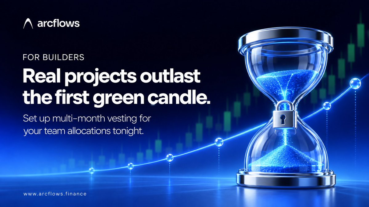 arcflows_app's tweet photo. Real projects outlast the first green candle 🕯️
📈 Build long-term community trust by setting up multi-month vesting for your team allocations with @arcflows_app ⏳ Automated schedules
🛡️ Protection against panic
🌐 https://t.co/OXU4iFt0yO
#arc #arcflows https://t.co/CGeBs1Jq4e