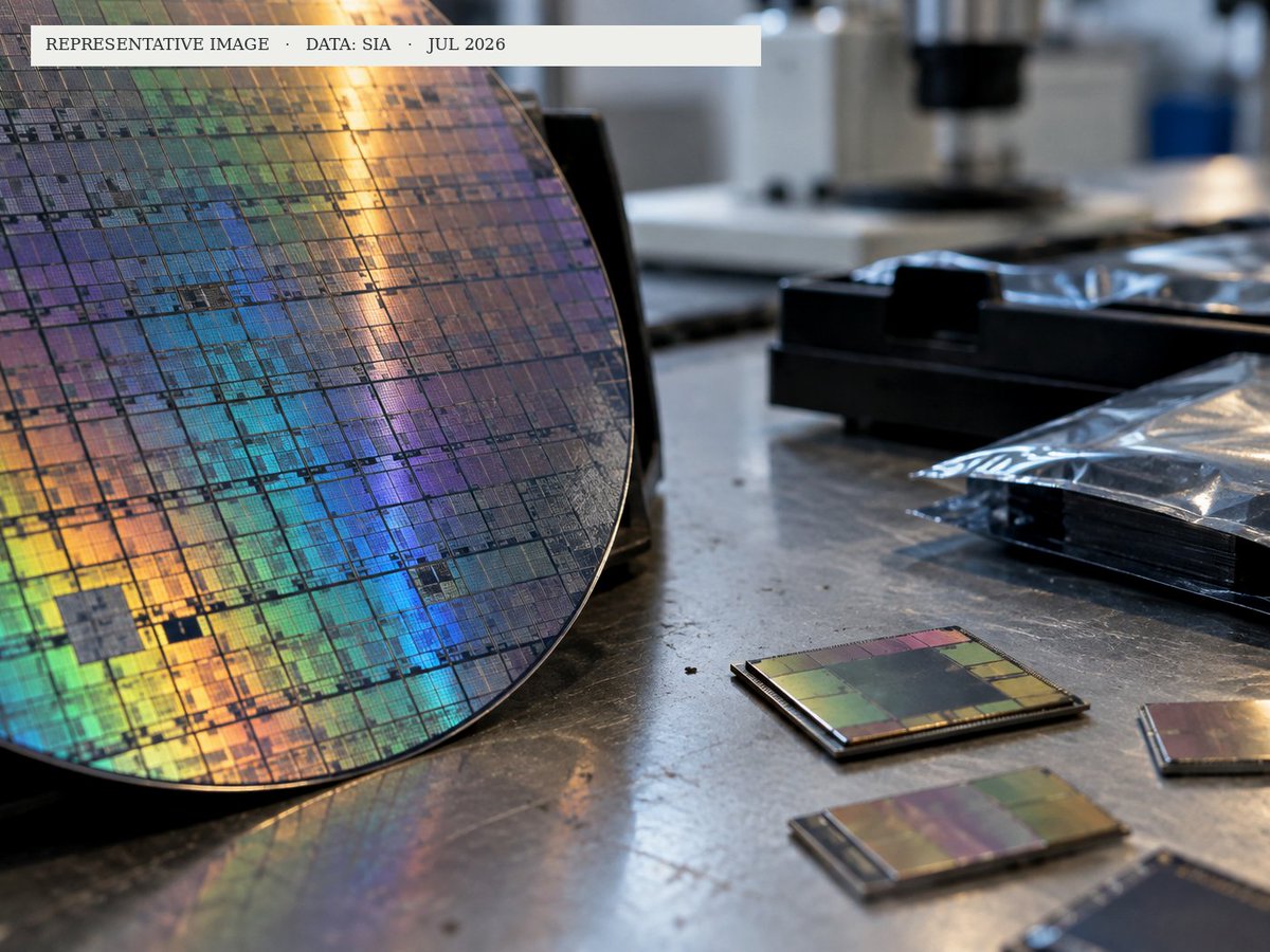 SachinDishwar's tweet photo. Global semiconductor sales hit $146.8B in July up 6.4% in one month and 135.1% from a year earlier. It was the 17th straight monthly gain. AI demand is not only lifting chip prices; it is pulling the whole supply chain into an unusually steep expansion. https://t.co/2jQxhJtnBC