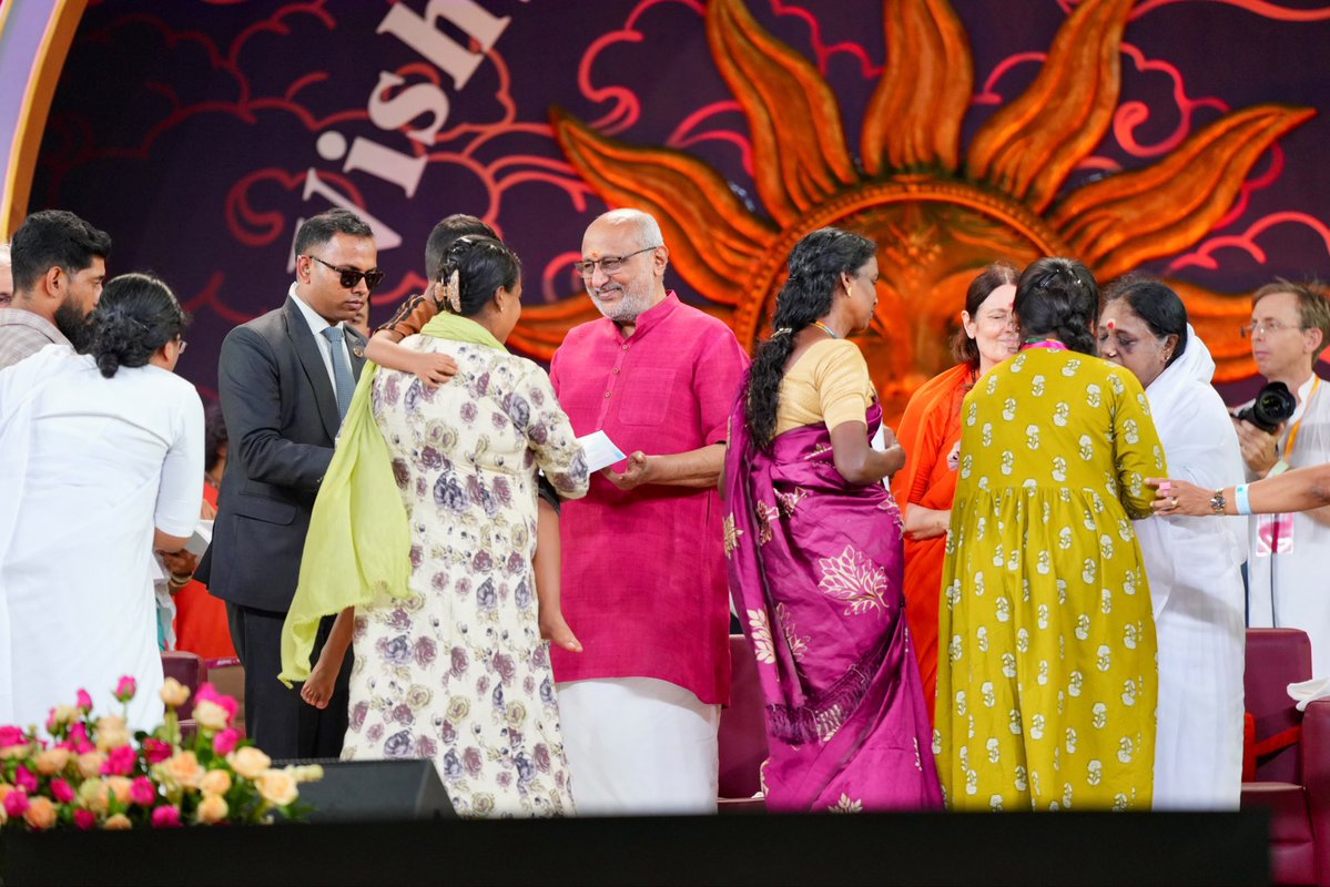 VPIndia's tweet photo. Vice President Shri C. P. Radhakrishnan launched several humanitarian initiatives of Mata Amritanandamayi Math during the Vishwa Seva Dinam celebrations at Amritapuri, Kollam.

The initiatives include ₹2 crore assistance for Nepal flood relief, free surgeries for underprivileged beneficiaries, financial assistance to fishermen’s families, and support for AmritaSREE and Amrita SeRVe initiatives.