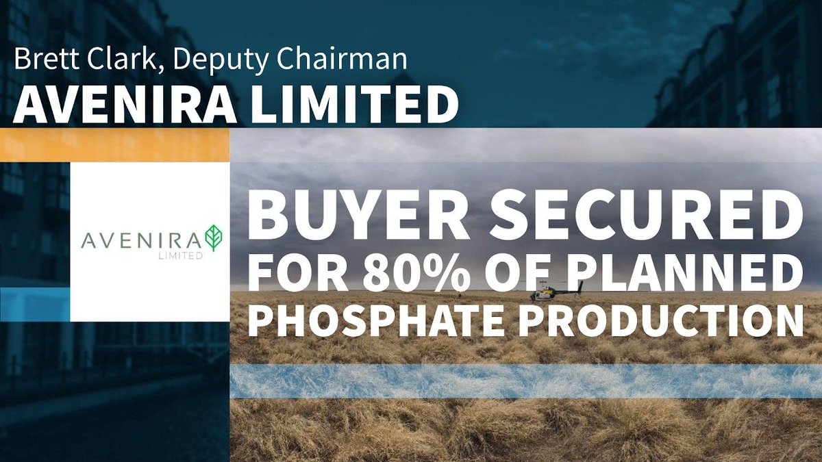 StockBoxMedia's tweet photo. 🎙️Interview Recap - Avenira Secures Four-Year Wonarah Phosphate Offtake

@StockBoxMedia spoke to Avenira Limited Deputy Chairman Brett Clark following a four-year offtake agreement with Hebang for 500,000 tonnes per annum of Wonarah phosphate rock.

Watch Below⬇️
https://t.co/07JcF95GSt