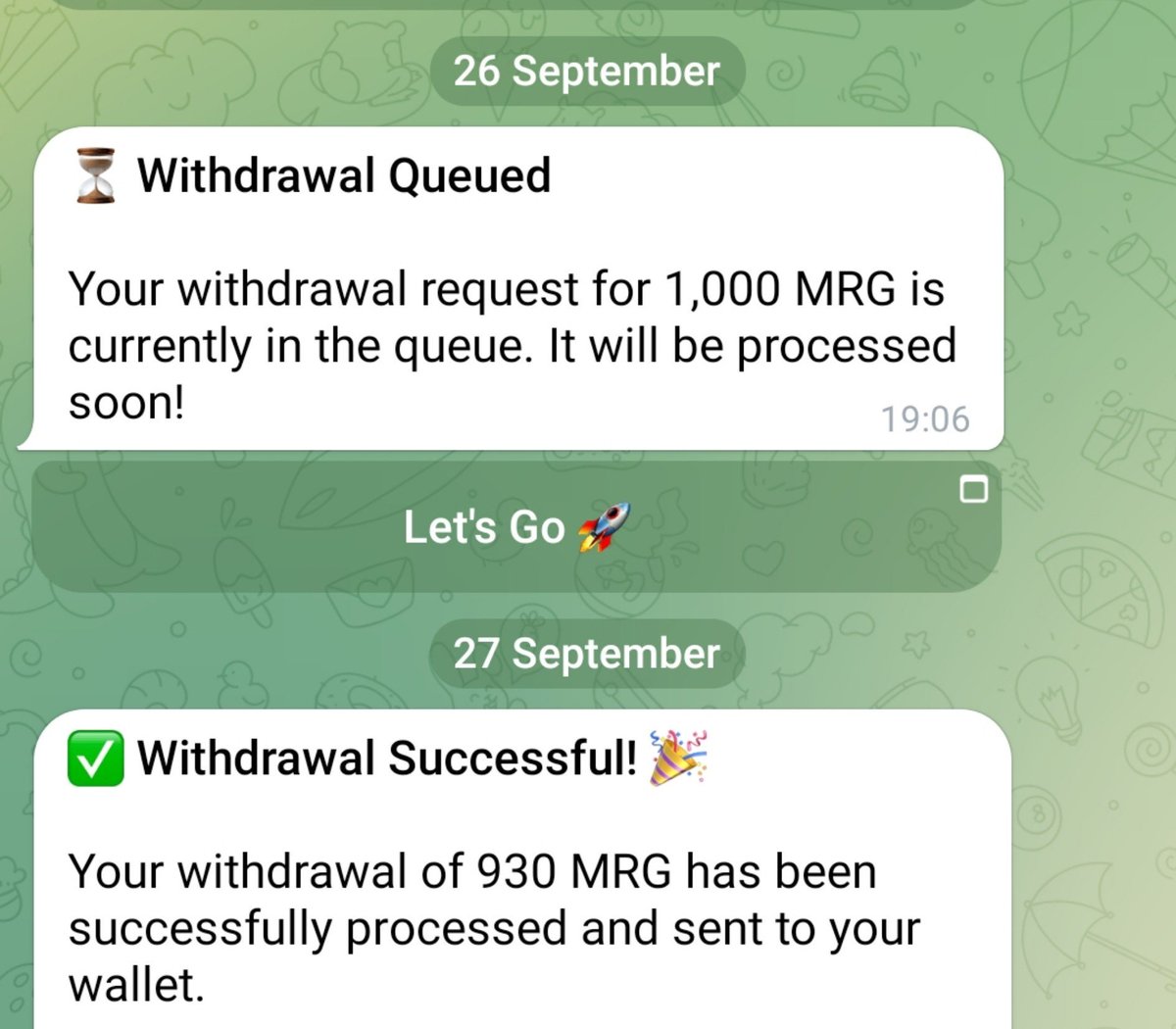 irmanQ98's tweet photo. Bagi yang suka garap mini app, sekarang ada yang sedang berjalan yaitu mining MRG token. Token sudah listing di dex, harga per token di sekitar dua puluhan rupiah saat ini.

CA : EQDj-zlSvj4Au154XjsU7ATzt13p8JjYEs0weVv1rVbCJSn0

Link : https://t.co/JniO0TU0yZ

#Miniapp #MRG https://t.co/M5rrtE9nKC