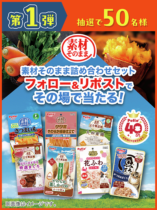 knshowcom's tweet photo. 素材そのまま詰め合わせセットが当たる
🎁https://t.co/OoolvN2smR✨←こちらから
#懸賞 #プレゼント #キャンペーン #懸賞生活 #X懸賞 #Twitter懸賞 #Petio #ペティオ #40th ANNIVERSARY #ペット用品 #ドッグフード #ペット用品 #キャットフード https://t.co/YPpzU4sQAx