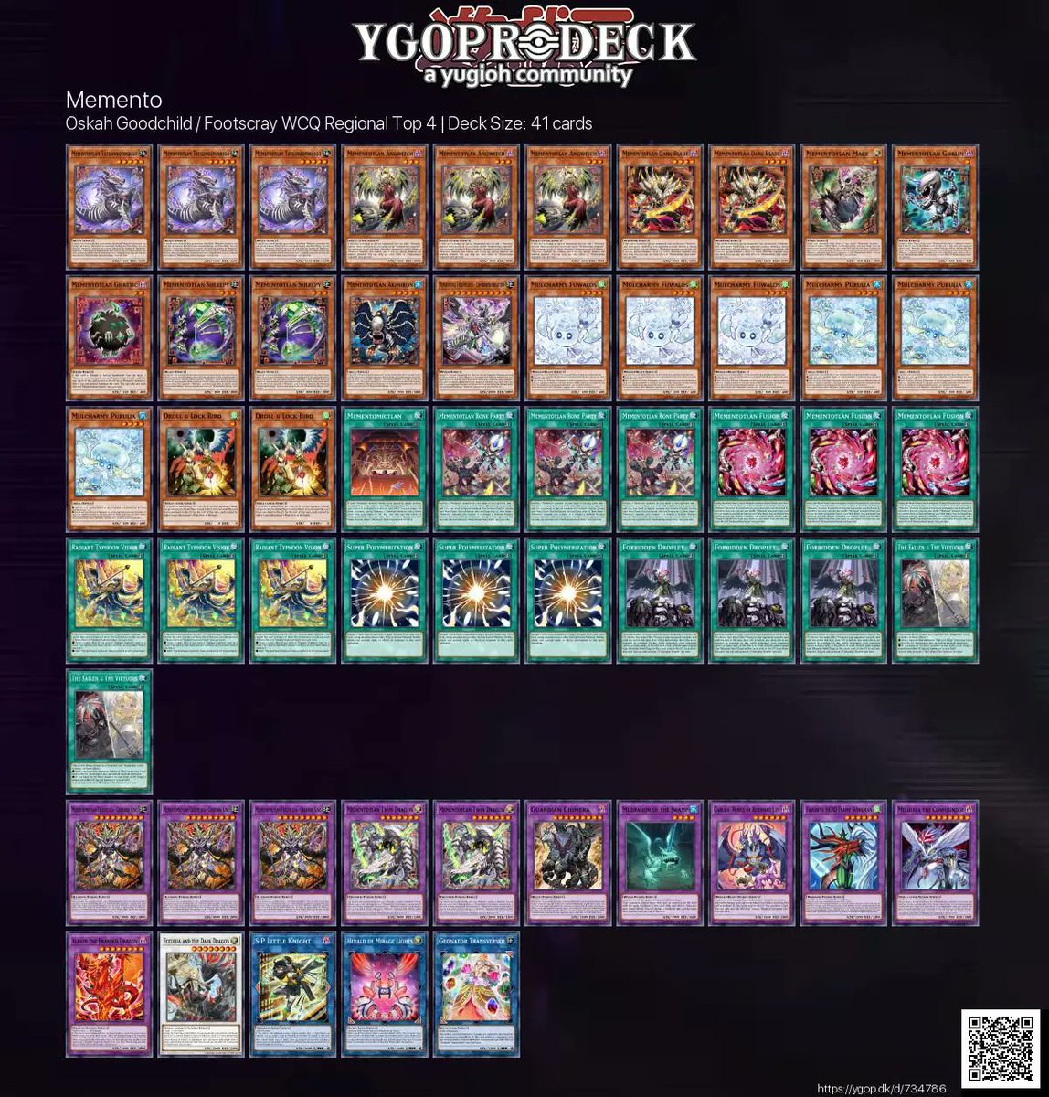 YGOPRODeck's tweet photo. Memento  / Footscray WCQ Regional Top 4 🏆

✅ https://t.co/Eg9yseGvwZ

#yugioh #yugiohtcg https://t.co/1Geosc6dPK