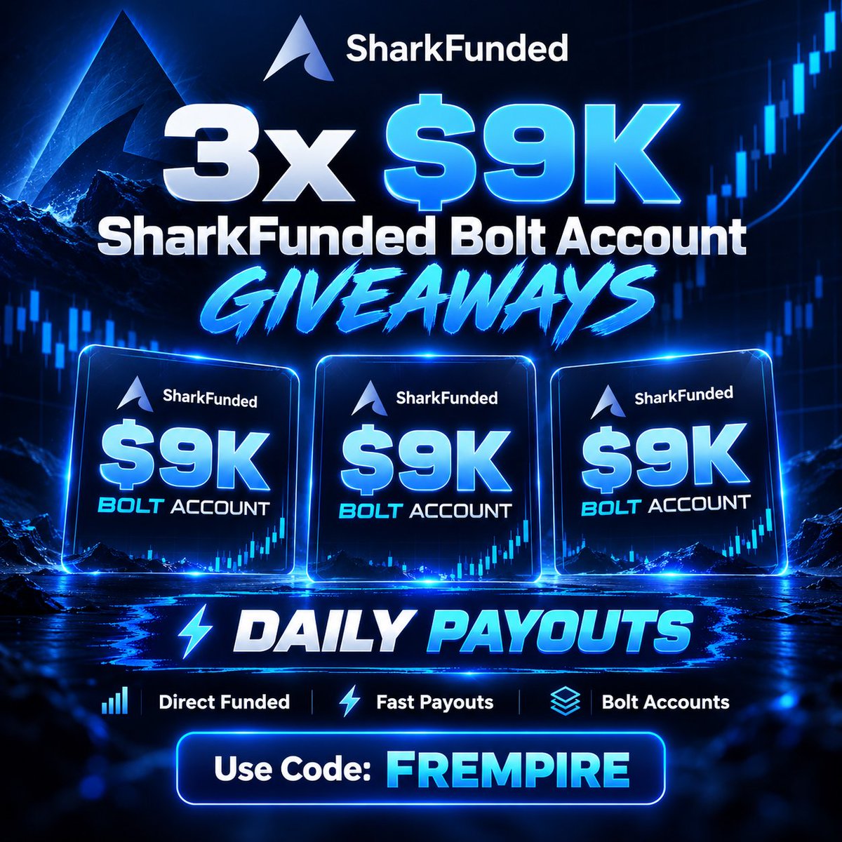 FRFUNDEDEMPIRE's tweet photo. 🎁 3× $9K SharkFunded giveaway is live! 🚀

Want a chance to win $9K SharkFunded Bolt account? 👀

How to Enter 👇

✅️ Follow @FRFUNDEDEMPIRE , @propXposed_ & @SharkFundedfirm
✅️ Like + Repost this post ❤️
✅️ Tag 3 trader friends in the comments
✅️ signup here https://t.co/8vZ3olrQpx

🏆 3 winners will receive $9K Bolt account!

Good luck everyone 🔥

#SharkFunded #PropFirm #Giveaway #Trading