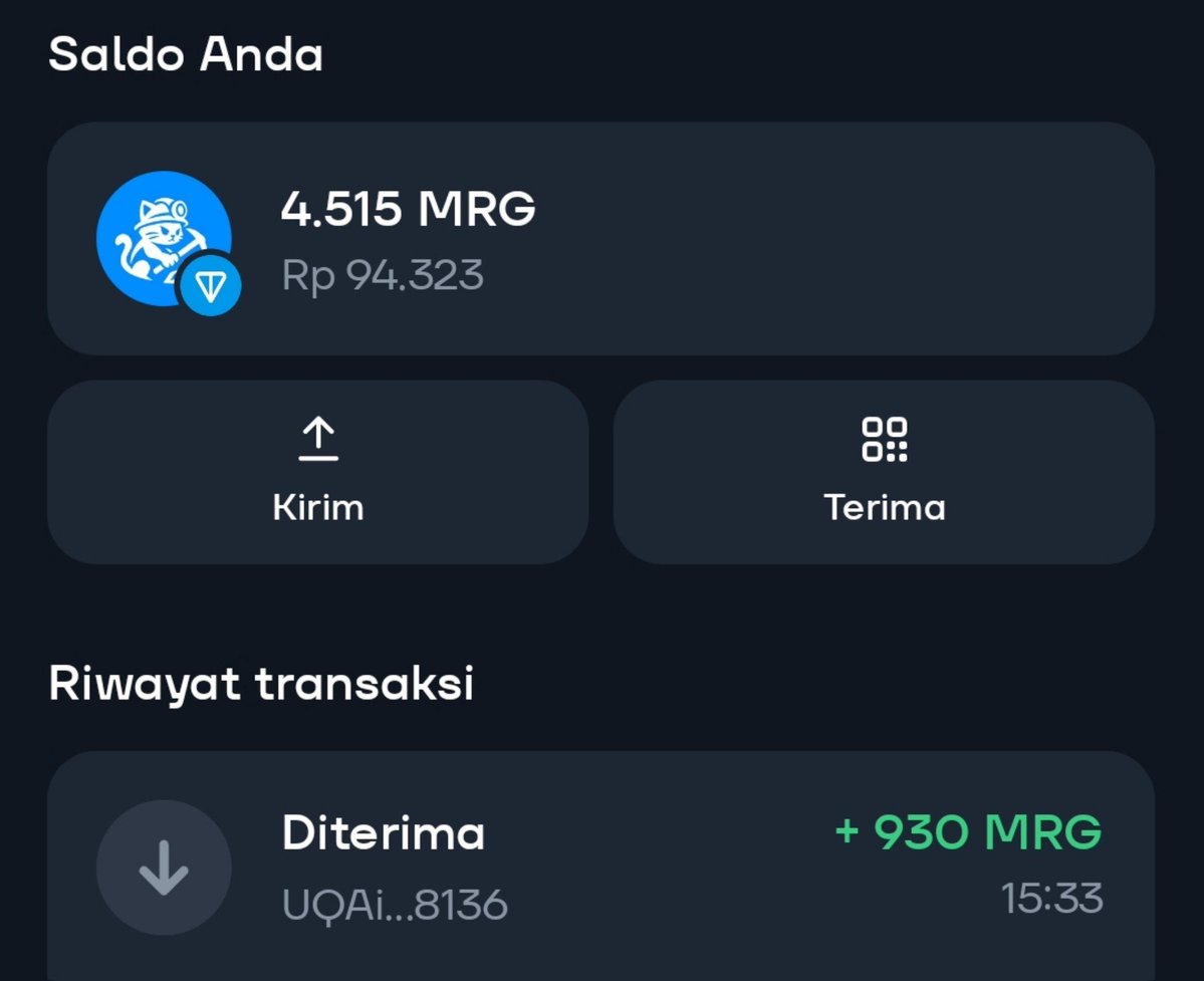 irmanQ98's tweet photo. Bagi yang suka garap mini app, sekarang ada yang sedang berjalan yaitu mining MRG token. Token sudah listing di dex, harga per token di sekitar dua puluhan rupiah saat ini.

CA : EQDj-zlSvj4Au154XjsU7ATzt13p8JjYEs0weVv1rVbCJSn0

Link : https://t.co/JniO0TU0yZ

#Miniapp #MRG https://t.co/M5rrtE9nKC