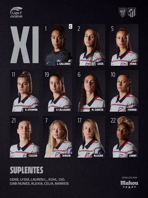 Atletico Madrid Femenino lineup with Lola Gallardo Atletico Madrid Femenino lineup with Lola Gallardo