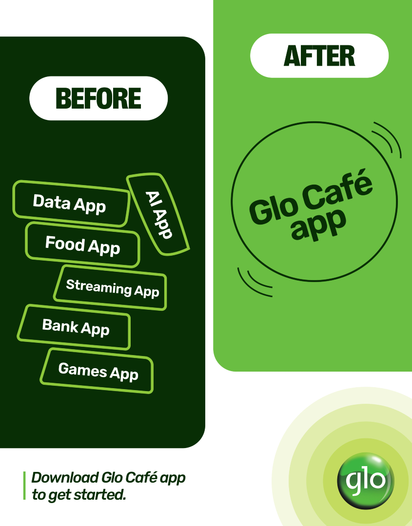 GloWorld's tweet photo. Count how many apps you opened today just to get through your day.

Now imagine one that does all of it. That's Glo Cafe, the everything app!

Download now, to get started!

#Gloworld #GloUnlimited #Glocafe https://t.co/33bykyEuUO
