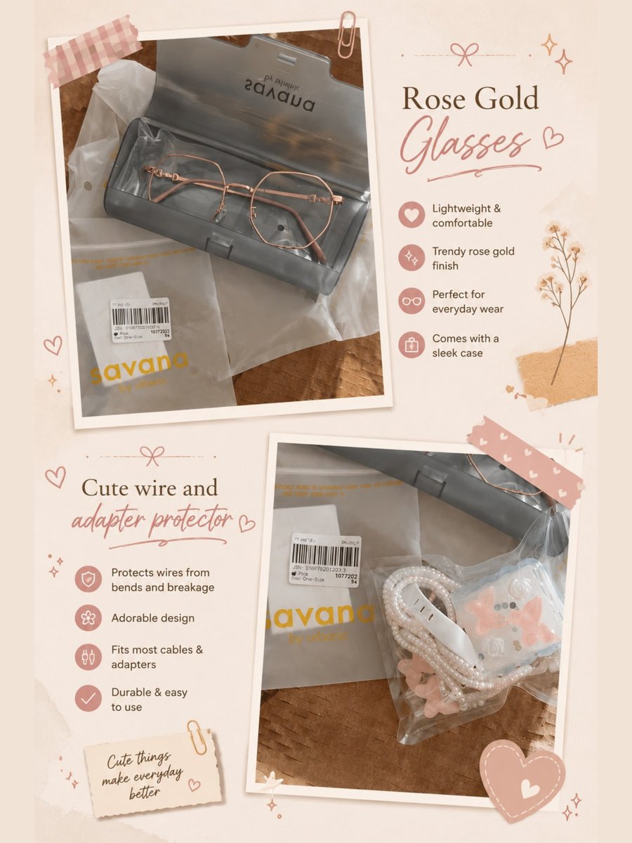 FYWardrobe69's tweet photo. @Savana never disappoints you 😉 
Received these orders today and they're totally worth-it ✨ 

#fromyourwardrobe #Fashion #Accessories #RoseGoldGlasses #PinkButterflyChargerProtector #Savana #OnlineShopping https://t.co/sVvmxADL6H
