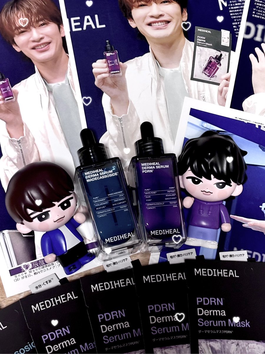 fmtm92's tweet photo. MEDIHEALさんの製品はどれもメンカラで揃えたくなるような素敵なデザインだから、わたしもちゃっかりなべふかカラーで揃えました🫶🏼💜💙
カラーによってもちろん肌への効果も違うから、使い分けられるのもうれしいポイント！！
#MEDIHEAL #深澤辰哉 #セラムで潤わせパックで閉じ込める https://t.co/8v2VHxYXcv