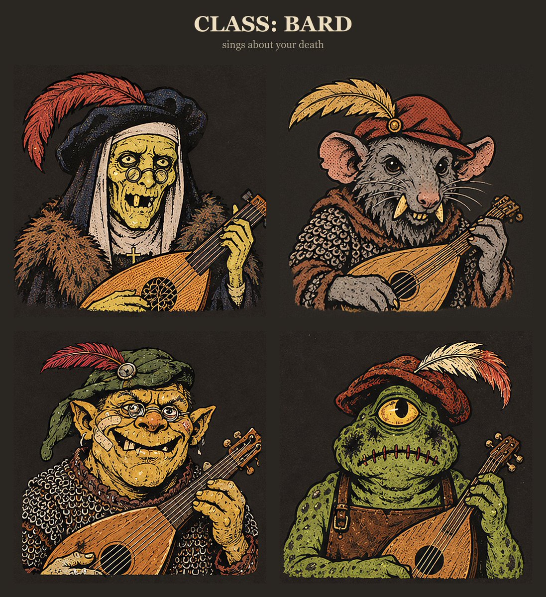 sakakitsune's tweet photo. CLASS: BARD
Sings about your death. Off-key.
Bards, drop a verse. https://t.co/1nR505Z7k0