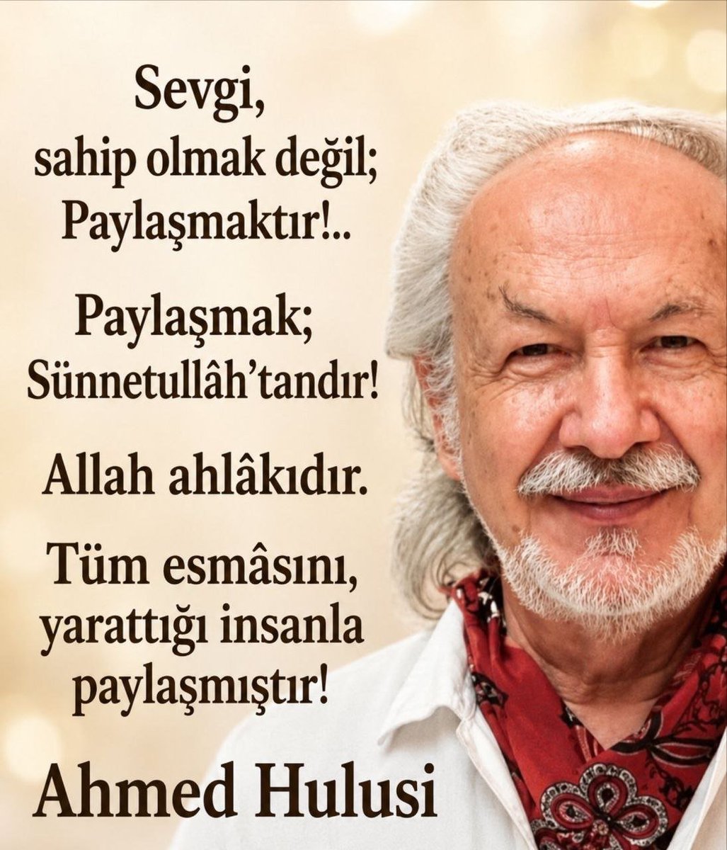 TezerEray's tweet photo. "Sevgi, sahip olmak değil; paylaşmaktır!.. Paylaşmak Sünnetullah'tandır! Allah ahlakıdır. Tüm Esmâsını yarattığı insanla paylaşmıştır!"
@AhmedHulusi ❤️❤️❤️
@CPasaHasan ❤️❤️❤️ https://t.co/8NF8vt9wIX