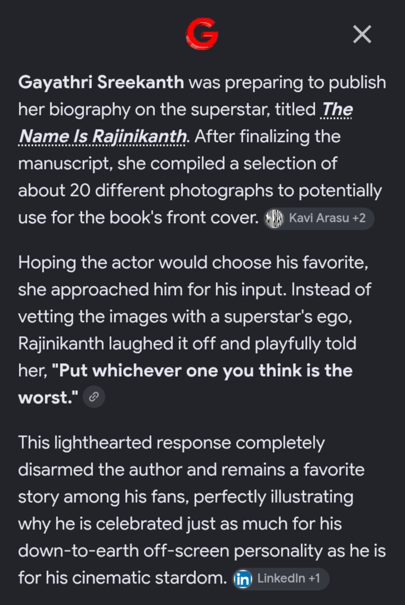 NthgExcitesMe's tweet photo. When Author asked Rajinikanth to Select Best photo of himself for Book's Front Cover Rajini Sir Replied as "Put whichever one you think is the Worst"
RGV also mentioned this incident in one interview
He's the Real Superstar ❤️
#OneSunOneMoon 1 @rajinikanth 🔥 https://t.co/Iz9bnh3VRp