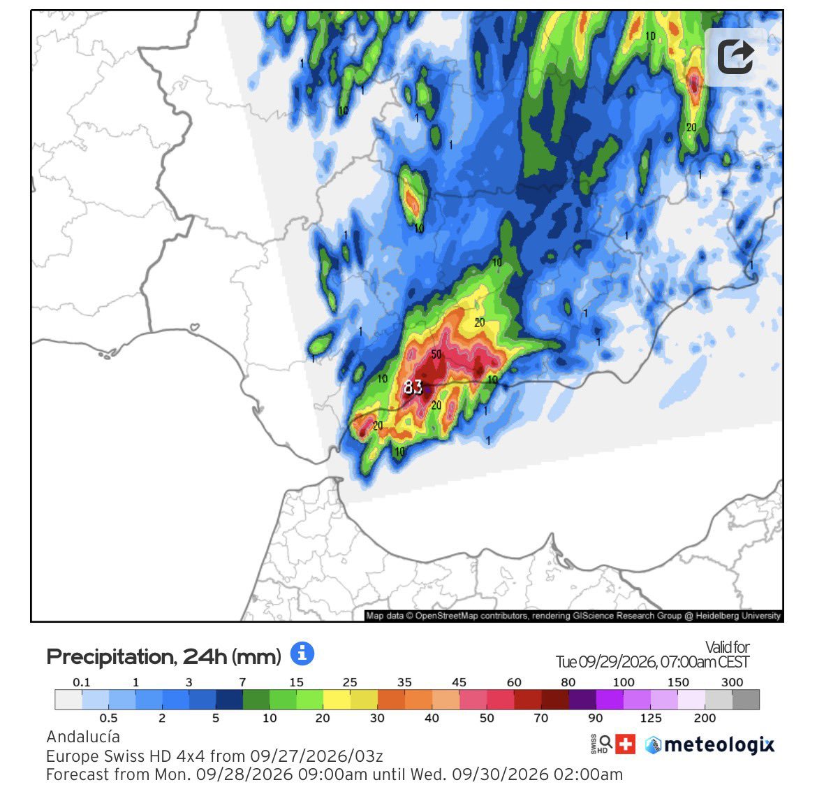 ivan_chamizo's tweet photo. Probabilidad de intensas precipitaciones durante la jornada de mañana lunes en el litoral de Málaga, Costa del Sol, Valle del Guadalhorce y Axarquia. Máxima precaución ☔☔☔☔☔⚡⚡ https://t.co/uFibTr1McZ